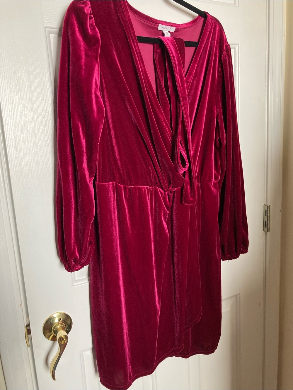 Nine West Fuchsia Velvet Dress with Tie Detail